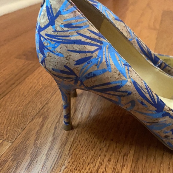 Blue pattern cork material heels - Picture 4 of 5